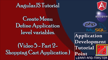 AngularJS Tutorial(Shopping Cart).Video 5-2/2.Create Menu.Define Application level variables.
