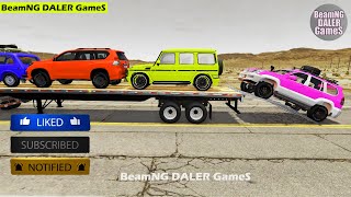 Flatbed Trailer new Toyota Cars Transportation with Truck - Pothole vs Car #337 - BeamNG.Drive