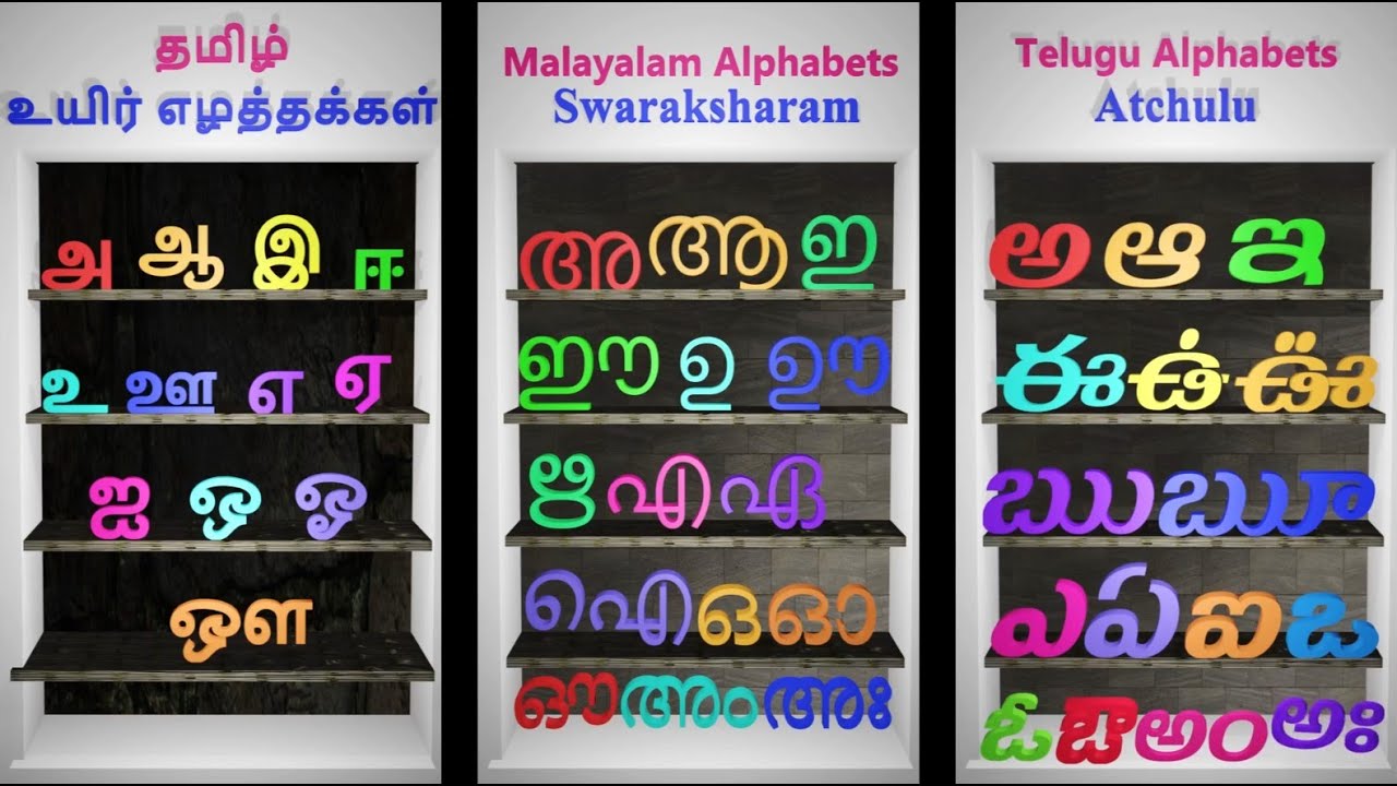 Tamil Malayalam Telugu Alphabets YouTube Tamil Malayalam Telugu Alphabets YouTube