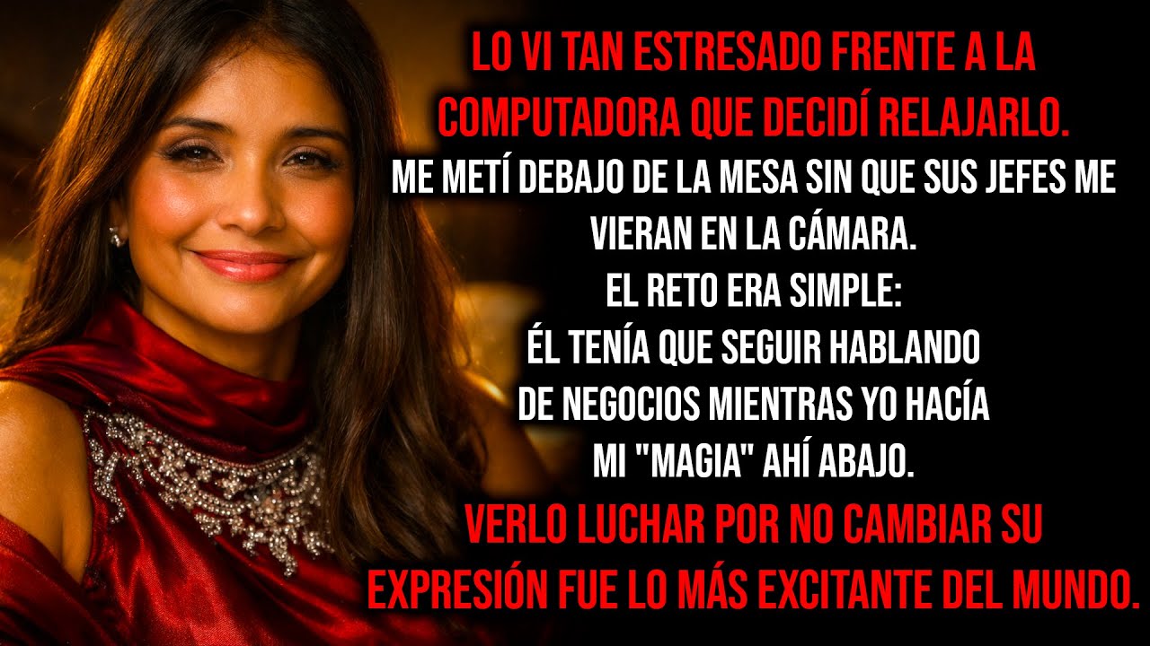 Él tenía una videollamada importante, así que me deslicé bajo su escritorio para "ayudar"...