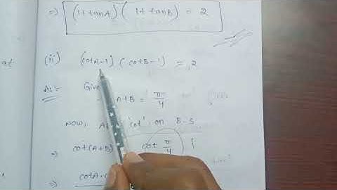 If A+B=π/4, prove that (CotA-1)(CotB-1)=2 || trigonometry upto Transformations chapter problems||