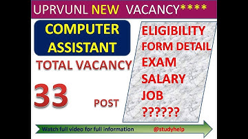 UPRVUNL VACANCY | Computer Assistant 2022 | Study Help Official