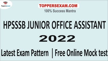 Latest Exam Pattern For HPSSSB JUNIOR OFFICE ASSISTANT 2022 | Questions Paper | Online Mock test