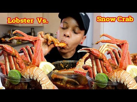 mukbang korean to english LOBSTER VS. SNOW CRAB MUKBANG DRENCHED IN SAUCE