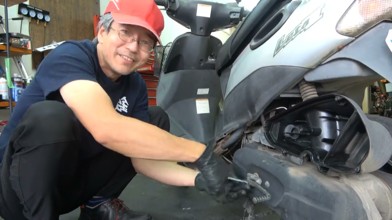 Let's2 エアクリーナーエレメント交換 キックレバーの戻りをよくする