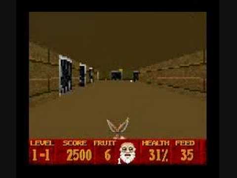 This is a game for the Super Nintendo called Super Noah's Ark 3D! This game is hilarious, all they did was take Wolfenstien 3D and put Noah, sheep and goats all over it. FEAR THE SHEEP!