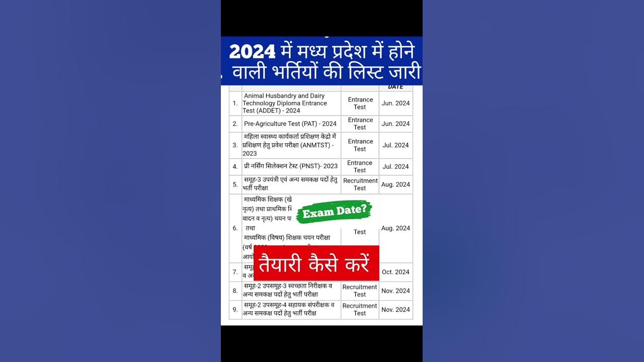 ESB/Vyapam Exam Calendar 2024 MP ESB Calendar 2024 ESB भर्ती