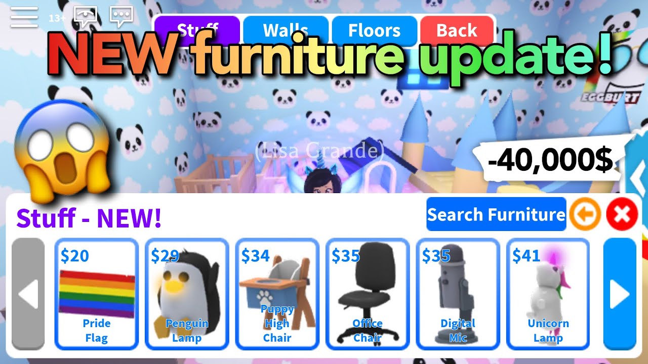 New Furniture Update In Adopt Me Roblox Floors Walls And More Youtube - how to make walls in roblox adopt me