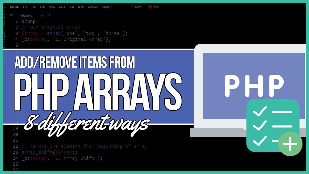 php array_push  New  PHP Thêm vào và Xóa các phần tử khỏi một mảng