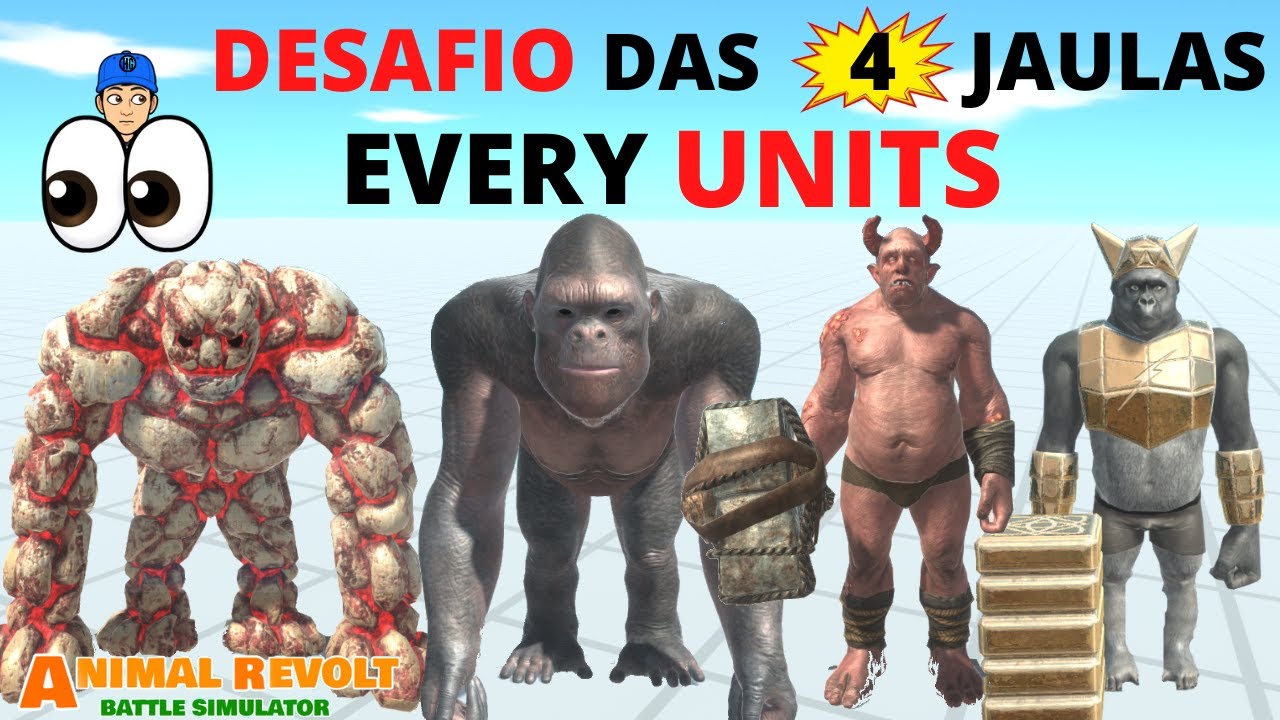Goro, Golem, Ghor, Ogro, Desafio das 4 Jaulas   Animal Revolt Battle Simulator