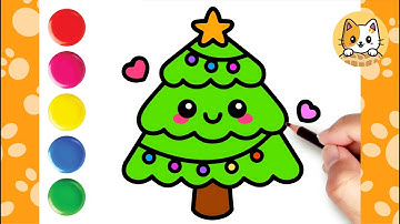 Christmas Tree Drawing Easy Step by Step | Easy Drawings For Kids