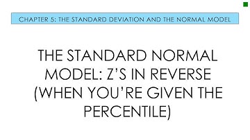 Applied Stats 5.6 The Standard Normal Model - Z’s in Reverse Using StatCrunch