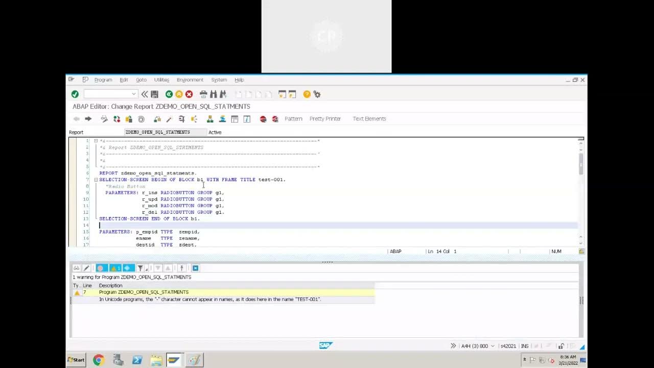 Open SQL Part 3 and Radio Buttons YouTube