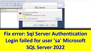 Fix error: Sql Server Authentication Login failed for user 