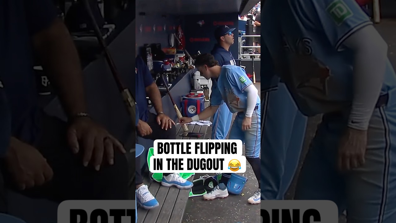 Ernie Clement was bottle flipping in the dugout 😅😂 #MLB #Toronto #BlueJays