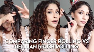 Denman Brush Vs Finger Rolling On 2c/3A Hair | Curly/ Wavy Hair Wash Day