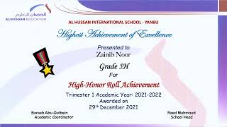 Honor Roll - Grade 5-H