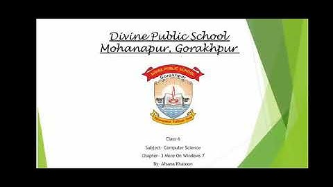 CLASS VI Computer Science Chapter-3 More on Windows 7.
