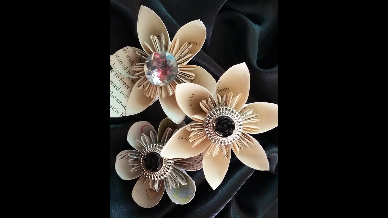 Book folding Paper flowers. Simple Kusudama Flowers - Easy tutorial