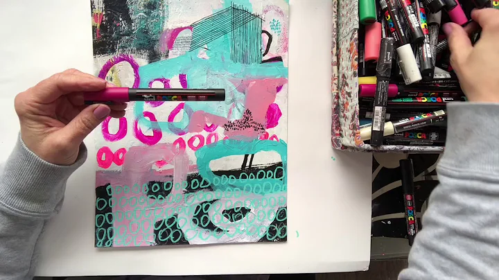 janet skates art - mark making on painted paper pi...