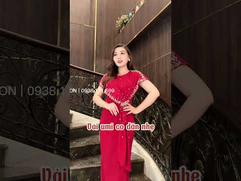 Mẫu Đầm Dạ Hội Đi Tiệc Che Khuyết Điểm Dáng Dài Đỏ Cổ Tròn Kết Ngọc Trai Lily Dress - 0938.171.599