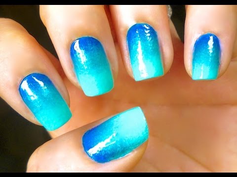 Unhas Decoradas Degrade Mar do Caribe - Caribbean Sea Nail Art