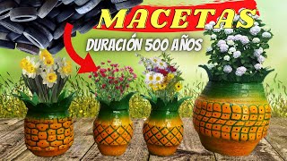 HOW TO MAKE TIRE POTS (PINEAPPLES) step by step  HOW TO RECYCLE USED TIRES