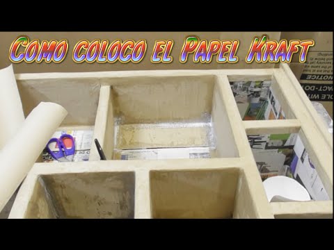 Como coloco el papel Kraft, como forrar un mueble de carton DIY 