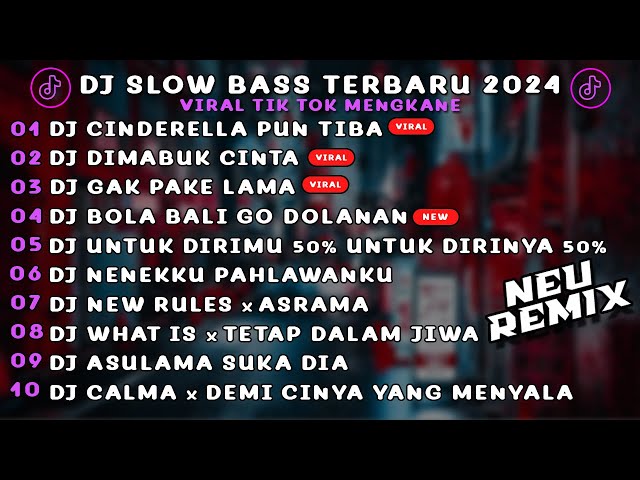 DJ SLOWBASS TERBARU 2024 | DJ CINDERELLA REMIX x DIMABUK CINTA X GAK PAKE LAMA VIRAL TIKTOK class=