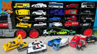 23 Colorful Diecast Cars are Hiding ! Big Car Carrier Looks for the Cars! 【Kuma's Bear Kids】