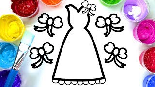 Coloring Pretty Dress Painting Pages, Children can Learn to Color with Paint 💜