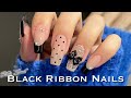 【セルフネイル】ほろ苦ガーリー🖤ブラックリボンネイル🍫🎀/ジェルネイル