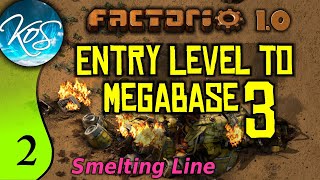 Factorio 1.0 Entry Level to Megabase 3, Ep 2: SMELTING SETUP - Guide, Tutorial