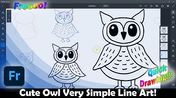 How to Draw Cute Owl with Very Simple Line Art in Adobe Fresco