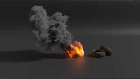 PYRO realistic fire 3D houdini  Burning tire