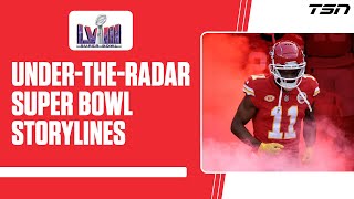 What are some undertheradar storylines for Super Bowl Sunday?