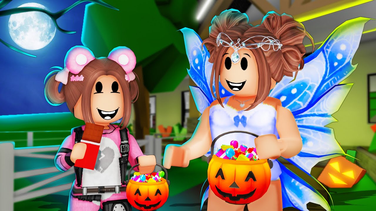 My 8 Year Old Goes TRICK OR TREATING In Roblox Brookhaven!!