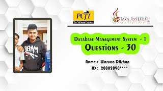 DBMS 01 | Questions_Set_30 | Java Institute