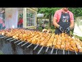 Russian Street Food. Huge Swords Skewers of Meat, Sausages and more