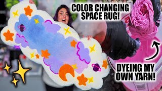 Making A  COLOR CHANGING DREAMY SPACE RUG!! ✨ DYEING My Own Yarn & TUFTING A Rug!
