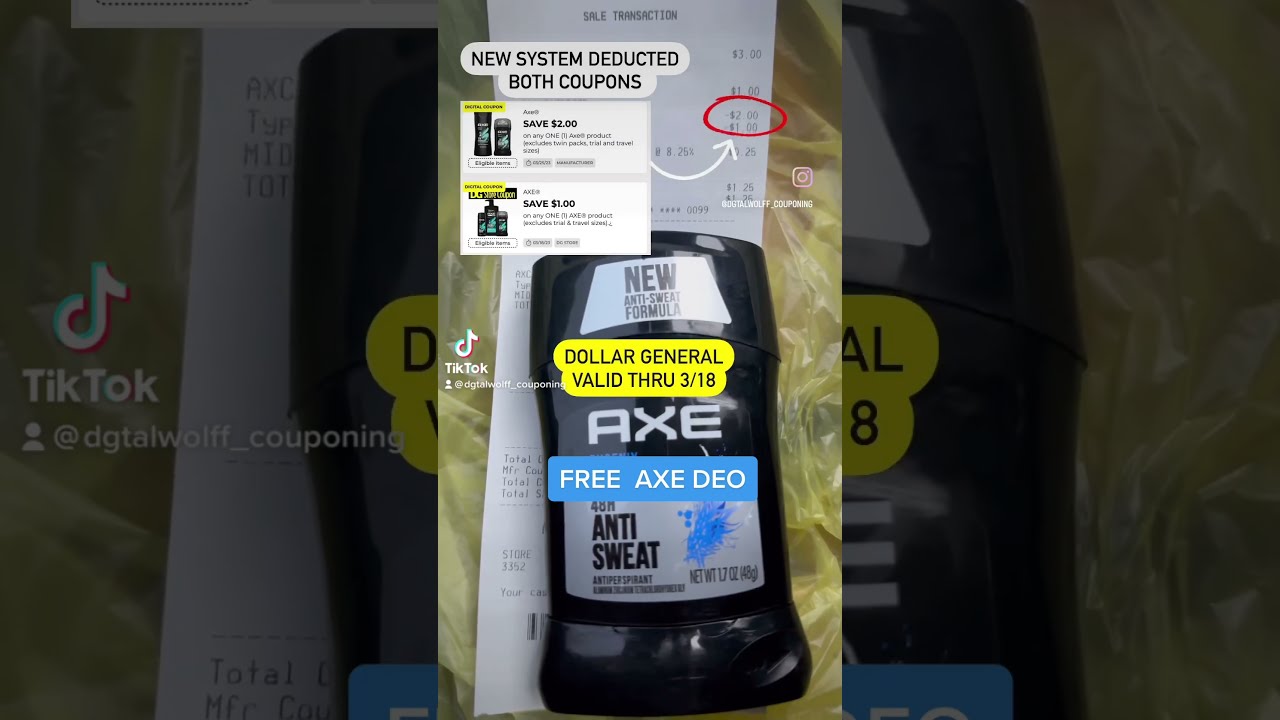 FREE AXE DEO AT DOLLAR GENERAL Fyp Dollargeneral Dollargeneralcouponing Coupon 