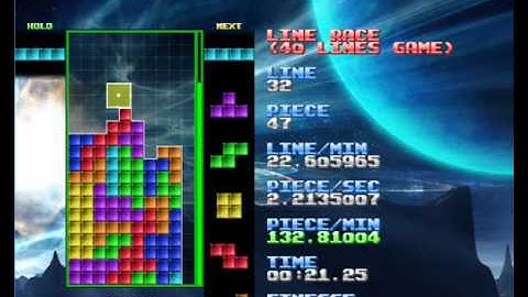 Tetris 40 Line Sprint on Nullpomino: 45:50 seconds