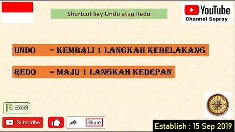 MS EXCEL   Shortcut key Undo or Redo ( kembali / maju ) 1 langkah/ perintah
