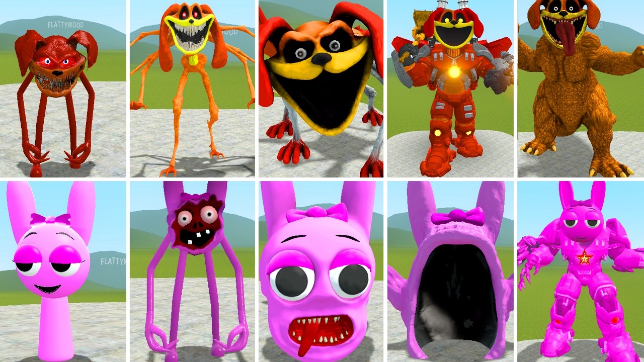 ALL NEW DOGDAY ZOOCHOSIS TAPES 1-5 VS ALL SPRUNKI PINKI TAPES CURSED FAMILY ? in Garrysmod!,..