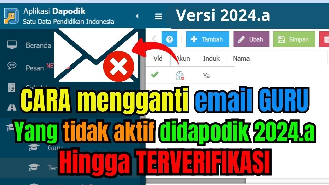 Cara mengganti akun guru yang tidak aktif didapodik 2024a  Buat email baru hingga terverifikasi