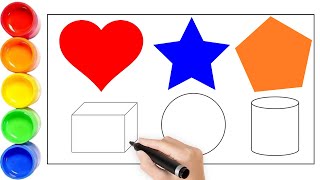 2D Shapes Drawing, learn shapes drawing, Pentagon, Triangle, Square, shapes name, shapes colors