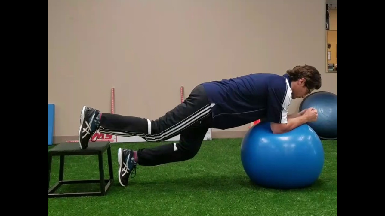 Core Swiss Ball Plank With Feet On A Bench Youtube