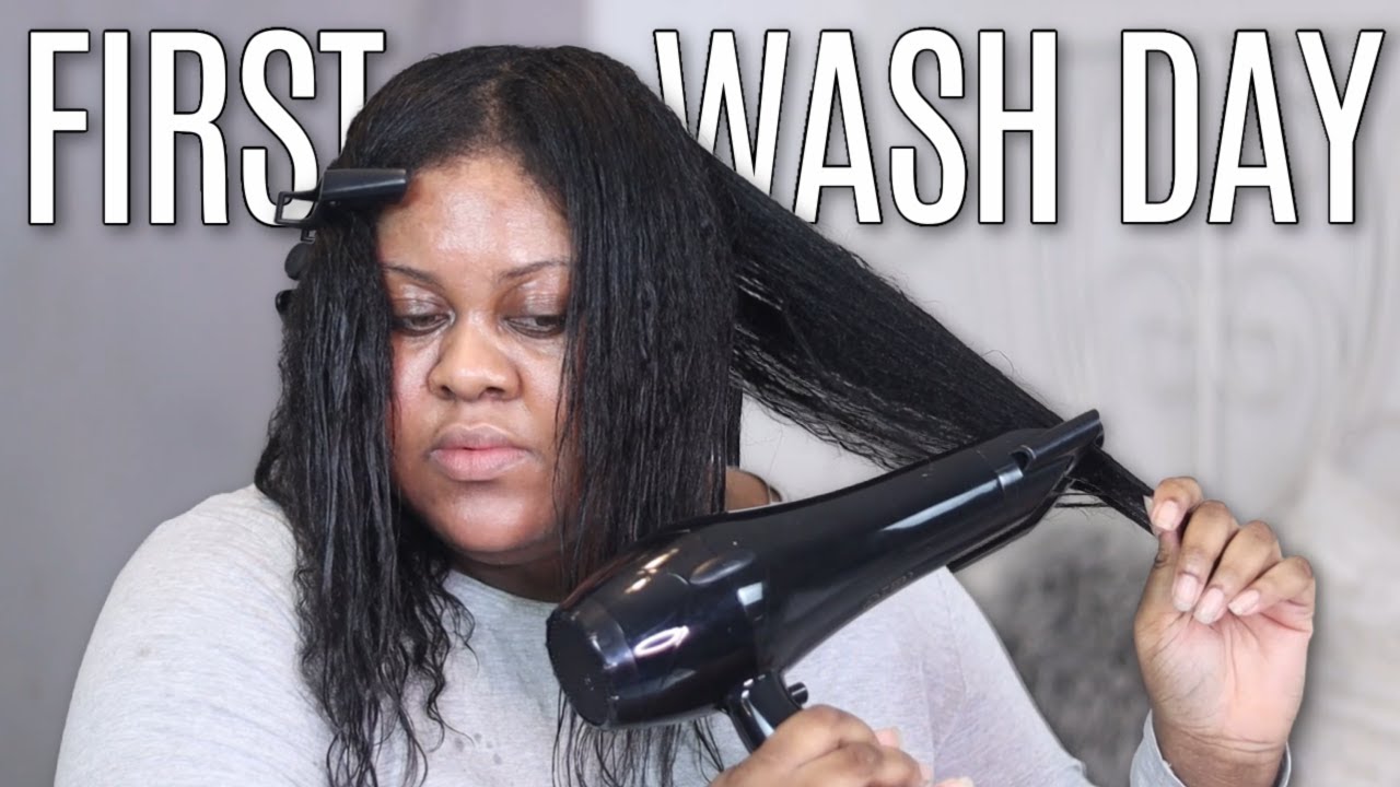 MY FIRST RELAXED WASH DAY - One week post relaxer - YouTube