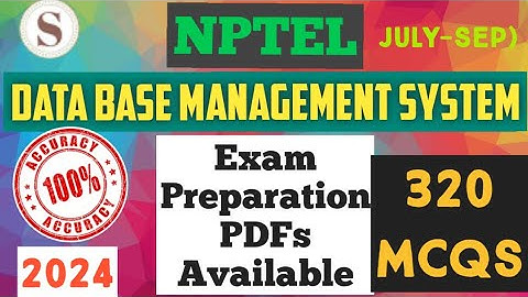 Data Base Management System || NPTEL Exam Preparation PDFs 2024 Available || #skumaredu #nptelexam