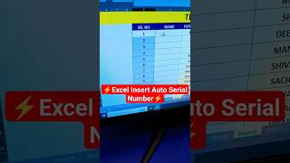 Excel Insert Auto Serial Number ?? viral excel exceltips computer